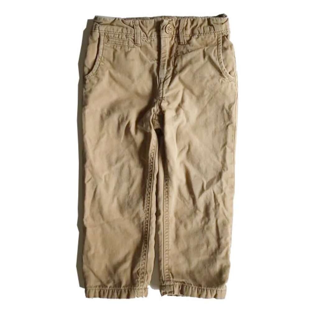Baby Gap Fleece-Lined Chino Pants 3 3Y 3T Acorn Blue Plaid  50OFF3